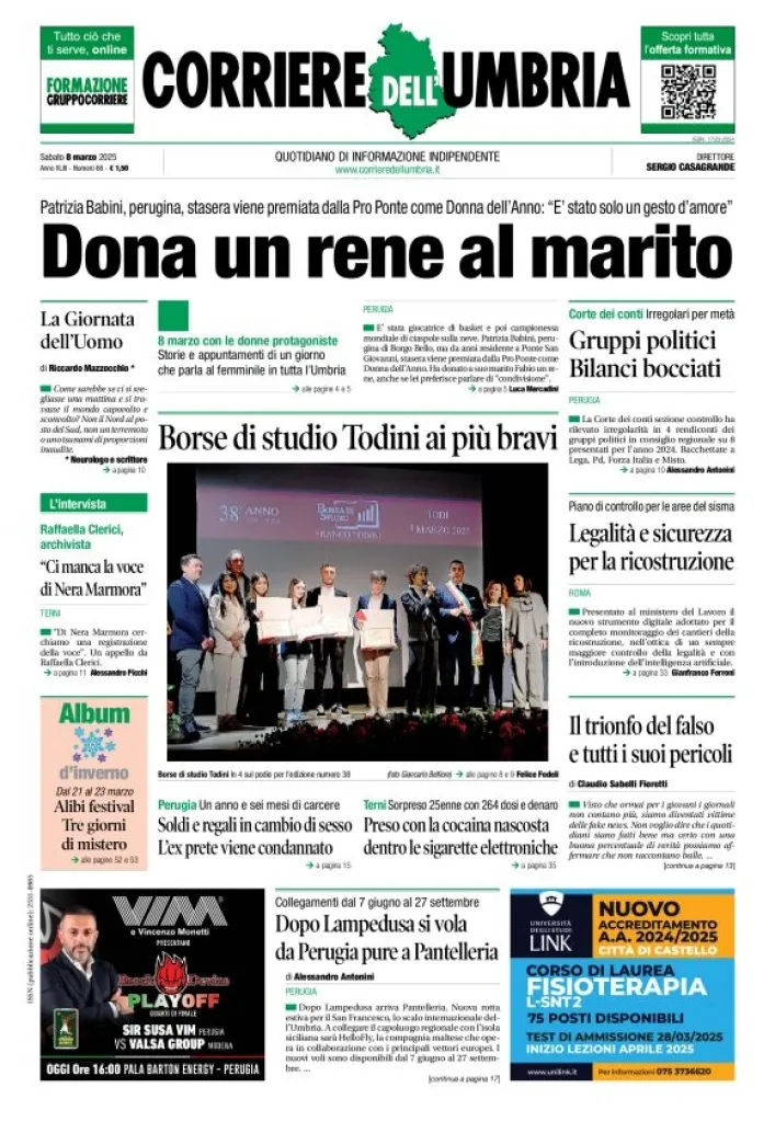 Prima-pagina-corriere umbria-del-2025-03-08